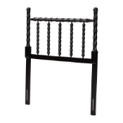 Baxton Studio Edaline Bamboo Motif Headboard - Crafted Wood Panel with Decorative Turned Spindle Design for Boho Costal Bedroom, Twin, Black